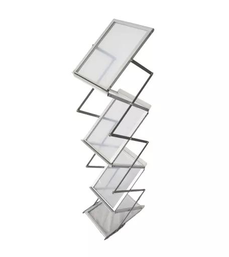 Zig-Zag A4 6 Pocket Pop Up Brochure Stand and Metal Case