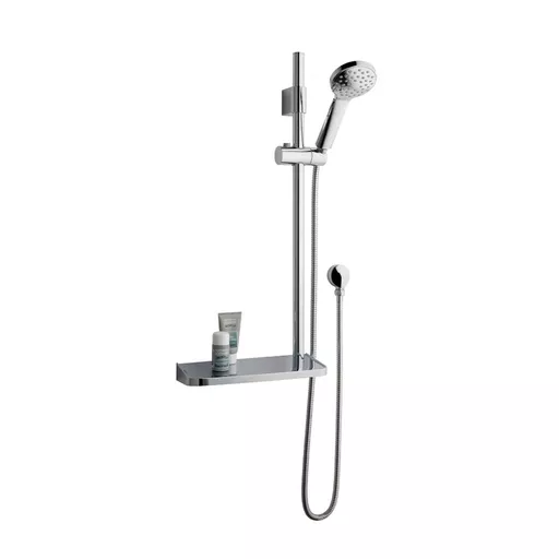 700mm Tall Sliding Riser Kit with Rectangular Soap Dish, Shower Handset & Hose - Chrome