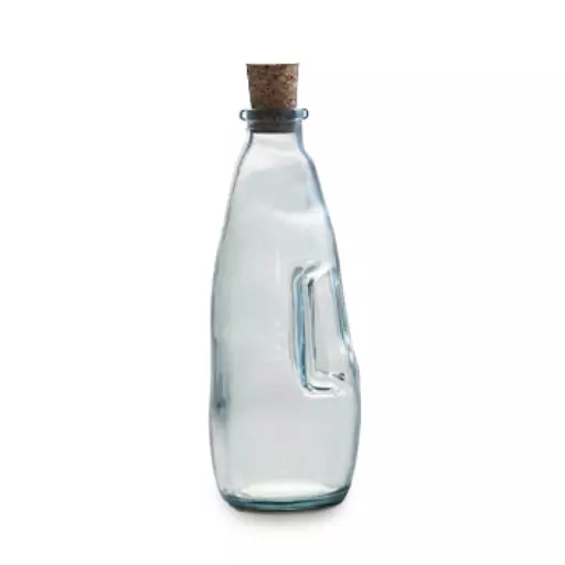 300ml Recycled Glass Oil Bottle with Cork Stopper