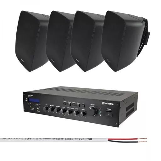 Adastra RM120D & x4 BG4T-B Outdoor Background Music System Bundle