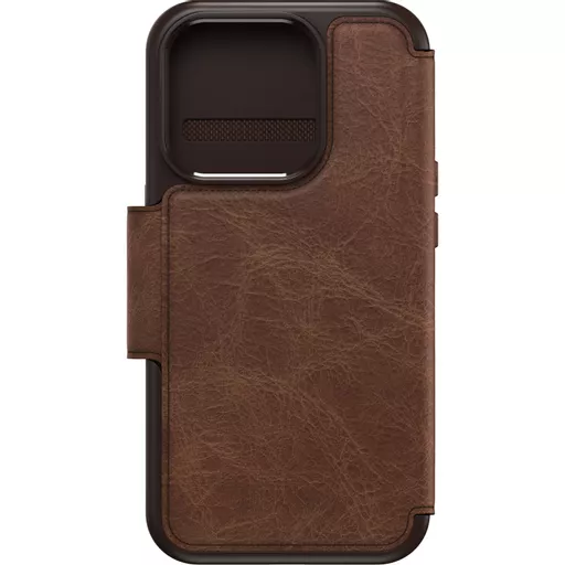 OtterBox Strada Series Folio MagSafe for iPhone 15 Pro, Espresso (Brown)