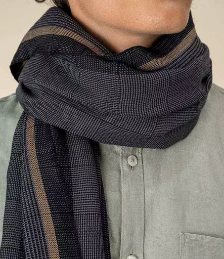 Spasso Grey Pixel Check Scarf