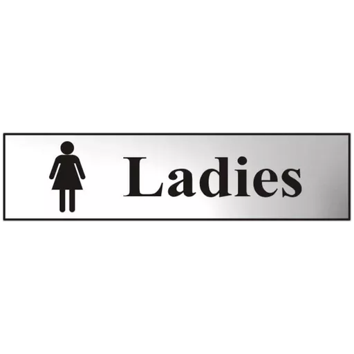 ASEC `Ladies` 200mm x 50mm Chrome Self Adhesive Sign