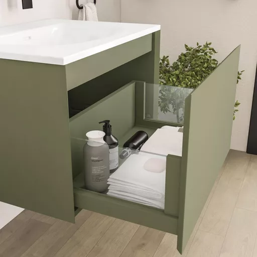 Badbury 60cm Wall Hung Unit 1 Drawer Savannah Green