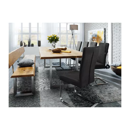 Stainless Steel Loft Dining Bench with Back