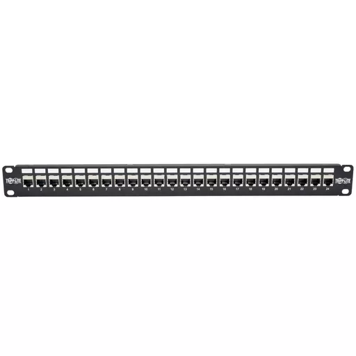 Tripp Lite N254-024-SH-6A 24-Port 1U Rack-Mount STP Shielded Cat6a Feedthrough Patch Panel, RJ45 Ethernet, TAA