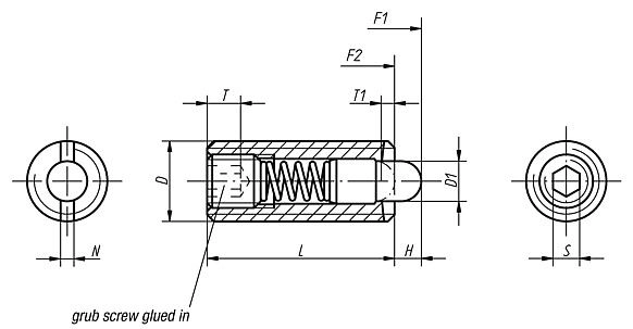 Spring Plunger. M3 Thread. 10mm Long. 1mm Pin Diameter. 0.4N Spring Force. Stainless Steel.