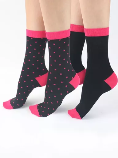 Pretty Polly Black and Pink Spot Socks.jpg