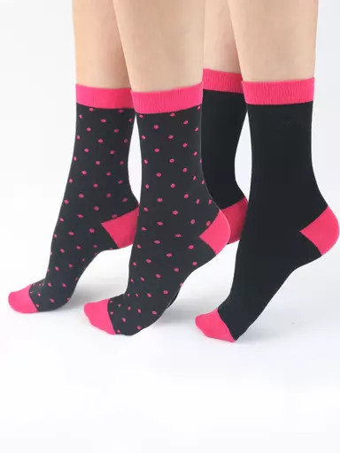 Pretty Polly Black and Pink Spot Socks.jpg