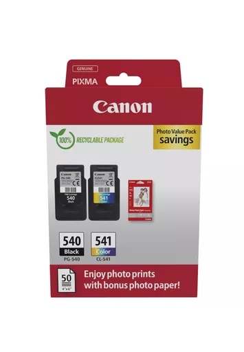 Canon 5225B013/PG-540+CL-541 Printhead cartridge multi pack black + color + Photopaper 50 sheet PVP 8ml/180pg + 8ml/180pg Pack=2 for Canon Pixma MG 2150/MX 370