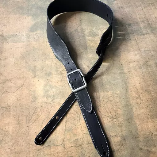 GS78 Guitar Strap with buckle- black/white second