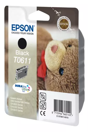 Epson C13T06114010/T0611 Ink cartridge black, 250 pages ISO/IEC 24711 8ml for Epson Stylus D 68