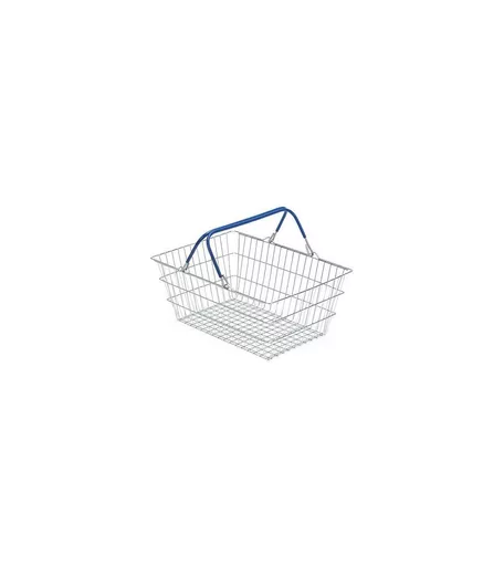 19L Wire Shopping Basket with Blue Handles