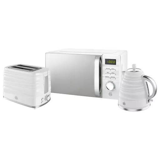 Symphony 2 Slice Toaster, Cordless Kettle and Microwave Bundle in White