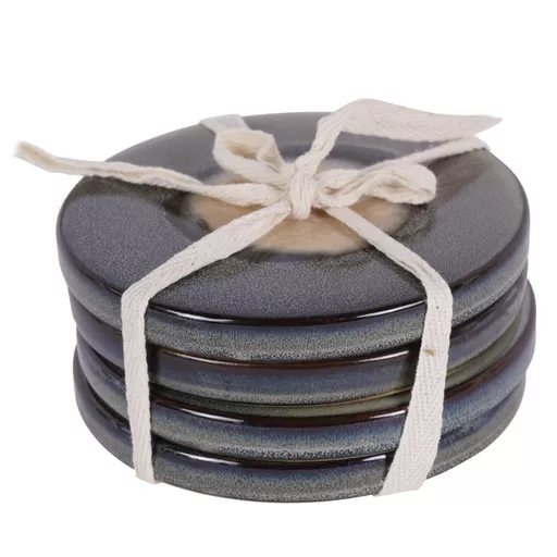 Glazed Coaster, Rustic Blue, Set of 4