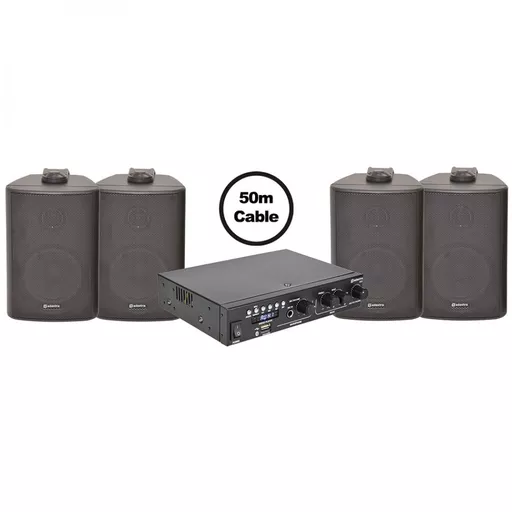 Adastra A22 + BC3 Speakers x4 Background Music Bundle - Black