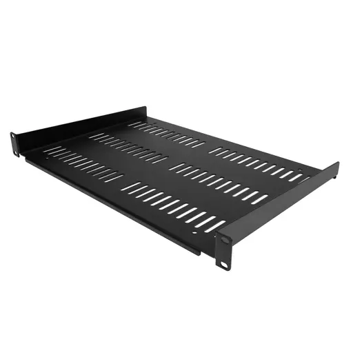 StarTech.com 1U Server Rack Shelf - Universal Vented Rack Mount Cantilever Tray for 19" Network Equipment Rack & Cabinet - Durable Design - Weight Capacity 55lb/25kg - 12" Deep Shelf, Black