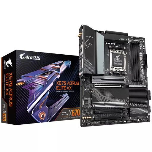 GIGABYTE X670 AORUS ELITE AX Motherboard - Supports AMD Ryzen 8000 Series AM5 CPUs, 16*+2+2 Phases Digital VRM, up to 8000MHz DDR5 (OC), 1xPCIe 5.0 + 4xPCIe 4.0 M.2, Wi-Fi 6E, 2.5GbE LAN, USB 3.2 Gen2