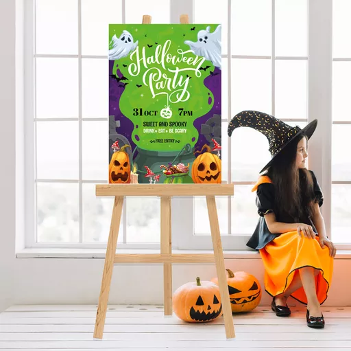 Personalised Halloween Ghost & Pumpkin Welcome Sign