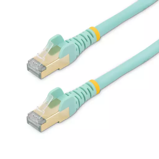 StarTech.com 1m CAT6a Ethernet Cable - 10 Gigabit Shielded Snagless RJ45 100W PoE Patch Cord - 10GbE STP Network Cable w/Strain Relief - Aqua Fluke Tested/Wiring is UL Certified/TIA