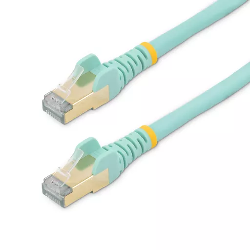 StarTech.com 5m CAT6a Ethernet Cable - 10 Gigabit Shielded Snagless RJ45 100W PoE Patch Cord - 10GbE STP Network Cable w/Strain Relief - Aqua Fluke Tested/Wiring is UL Certified/TIA