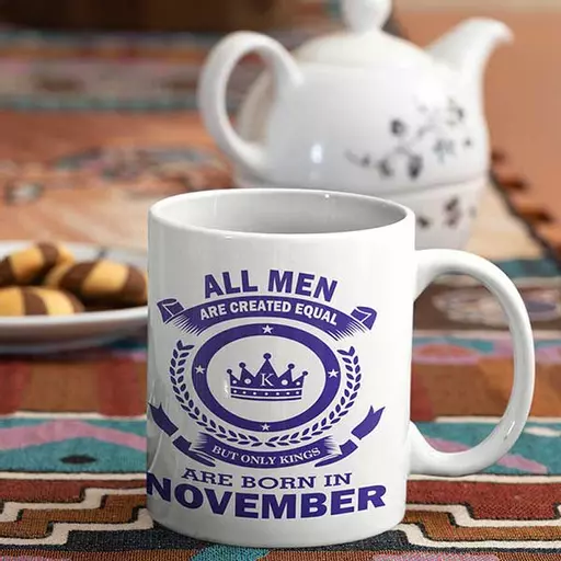 Custom Born in Month King Coffee Cup – Unique Birthday Gift for Men