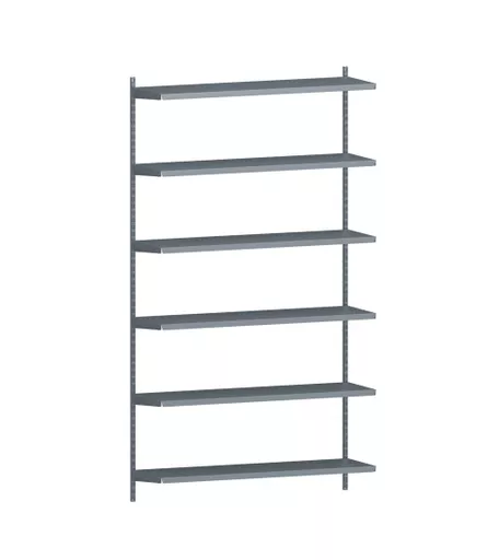 1980mm Silver Twin Slot Shelving Kit with 6 x 100cm Silver Metal Shelves