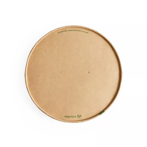 VEGWARE 185-SERIES PLA-LINED KRAFT PAPER LID WITH VENTS - (1X300)