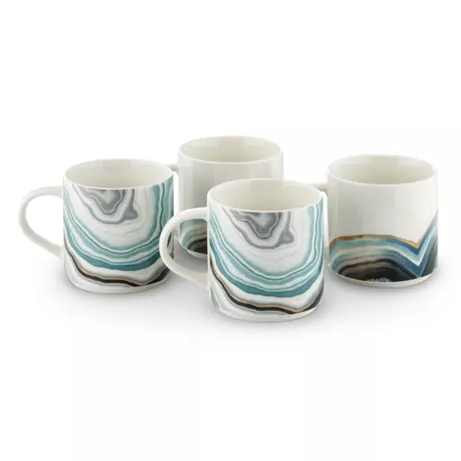 Set of 4 Geode Mugs Pink and Gold