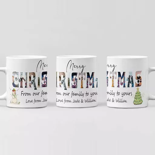 Personalised Merry Christmas Photo Mug - Add Text