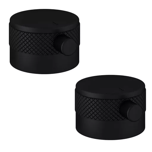 (Pair) Meriden Half Knurling Tap Handles for Wall Mounted Mixer Tap - Matt Black