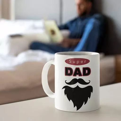 Personalised 'Super Dad' Mug - with Moustache & Beard
