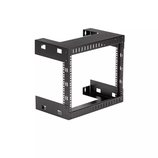 StarTech.com 8U 19" Wall Mount Network Rack - 12" Deep 2 Post Open Frame Server Room Rack for Data/AV/IT/Computer Equipment/Patch Panel with Cage Nuts & Screws 135lb Capacity, Black (RK812WALLO)