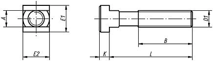 Screw For T Slot. M16x55mm. 80mm Long. Carbon Steel.