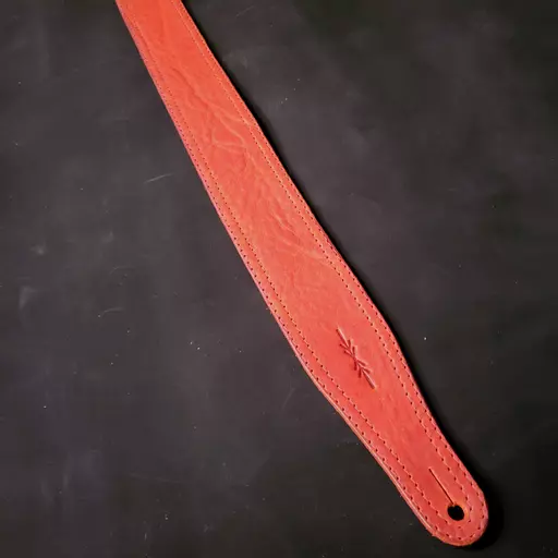 SOLD! GS41 Flame Red Leather Guitar Strap- second