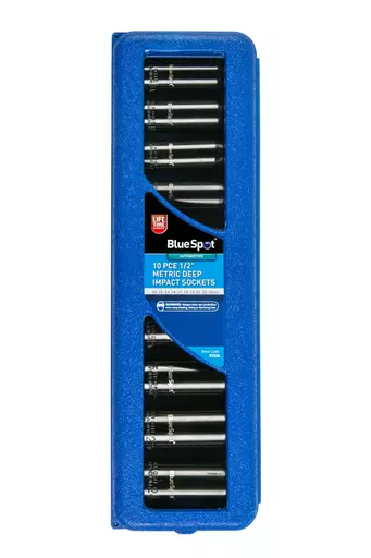 10 PCE 1/2" Metric Deep Impact Sockets (10-24mm)