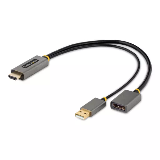 StarTech.com 1ft (30cm) HDMI to DisplayPort Adapter Cable, Active 4K 60Hz HDMI 2.0 to DP 1.2 Converter, HDR, USB Bus Powered, HDMI Source to DisplayPort Monitor for Laptops/PC