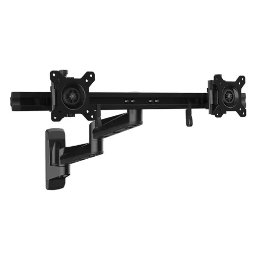 StarTech.com Wall Mount Dual Monitor Arm – Articulating Ergonomic VESA Wall Mount for 2x 24" Displays – Synchronized Adjustable Crossbar – Tilt/Swivel/Rotate- Double Screen Mount Bracket