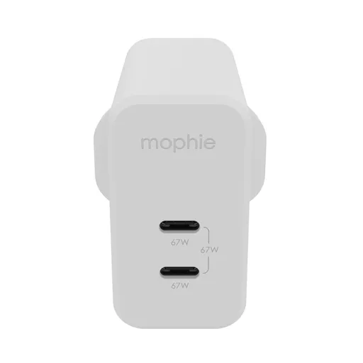 mophie Accessories-Wall Adapter-USB-C-PD-DUAL-67W-GAN-White-UK (2xUSBC)