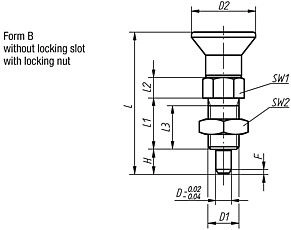 Indexing Plunger. M6 Thread Size. 1.5mm Thread Pitch. 4mm Pin Diameter. Without Locking Slot. Not Hardened. Stainless Steel.