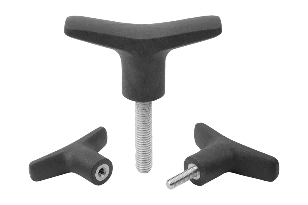 K2264 - Metal Detectable T-Grips With Stainless Steel Thread M5-M12