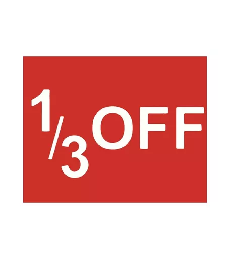 '1/3 OFF' Red & White Price Card -  200mm x 250mm