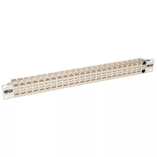 Tripp Lite N254-048-SH-6A 48-Port 1U Rack-Mount STP Shielded Cat6a Feedthrough Patch Panel, RJ45 Ethernet, TAA