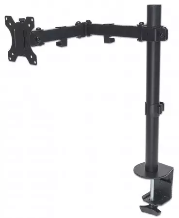 Manhattan TV & Monitor Mount, Desk, Full Motion, 1 screen, Screen Sizes: 10-27", Black, Clamp Assembly, VESA 75x75 to 100x100mm, Max 8kg, Lifetime Warranty