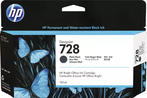 HP 3WX25A/728 Ink cartridge black matt 130ml for HP DesignJet T 830