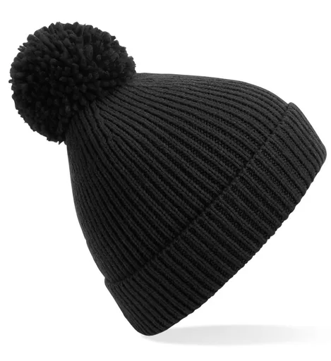 Engineered Knit Ribbed Pom Pom Beanie