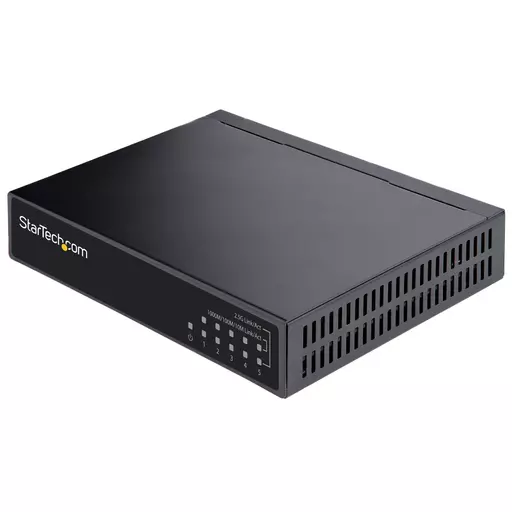 StarTech.com Unmanaged 2.5G Switch - 5 Port Gigabit Switch - 2.5GBASE-T Unmanaged Ethernet Switch - Ethernet Splitter - Din Rail or Wall Mount - Multi-Gigabit - Auto-MDIX - 9K Jumbo