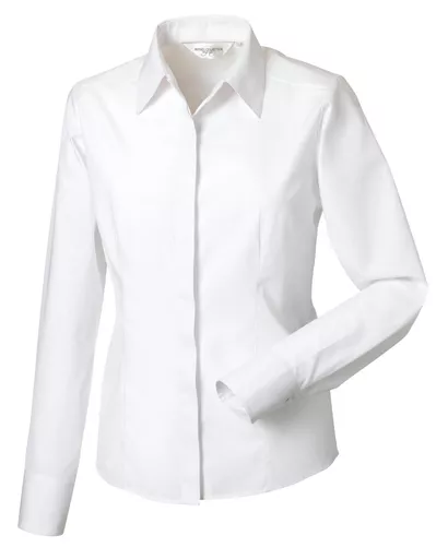 Ladies' Long Sleeve Polycotton Easy Care Fitted Poplin Shirt