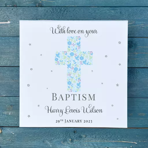 Personalised Baptism Keepsake Memory Box - Blue