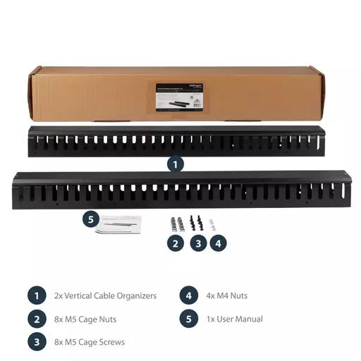 StarTech.com Vertical Cable Organizer with Finger Ducts - 0U - 6 ft.